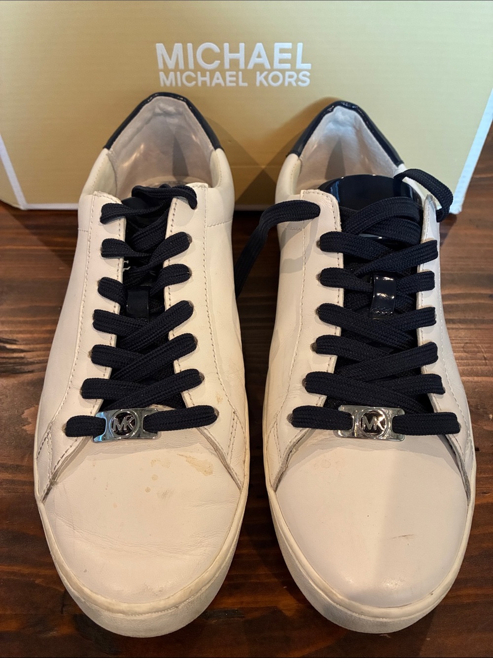 Michael Kors White and Blue Low-Top Sneakers